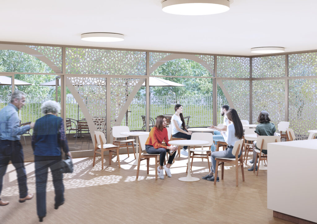 Architekturentwurf Drei-Religionen-Kita-Haus: Foyer und Café